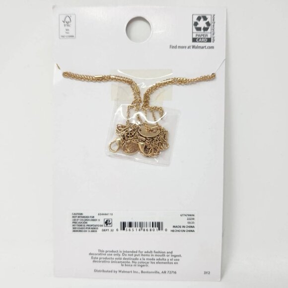 Time And Tru Layered Necklace 16" 18" Layers With 3" Extender Gold Feather Penda - Picture 4 of 7